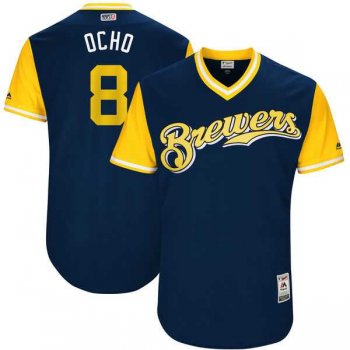 Men's Milwaukee Brewers #8 Ryan Braun Ocho Majestic Navy 2017 Little League World Series Players Weekend Jersey