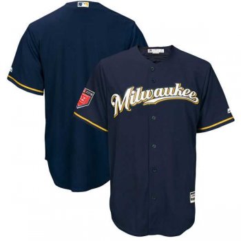 Men's Milwaukee Brewers Customized Majestic Navy 2018 Spring Training Cool Base Team Jersey