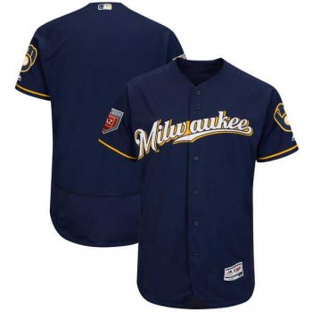 Men's Milwaukee Brewers Customized Majestic Navy 2018 Spring Training Flex Base Team Jersey