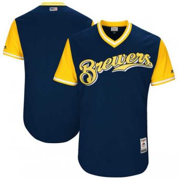 Men's Milwaukee Brewers Customized Navy 2017 Little League World Series Players Weekend Jersey