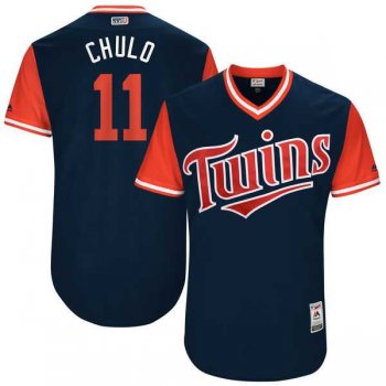 Men's Minnesota Twins #11 Jorge Polanco Chulo Majestic Navy 2017 Little League World Series Players Weekend Jersey