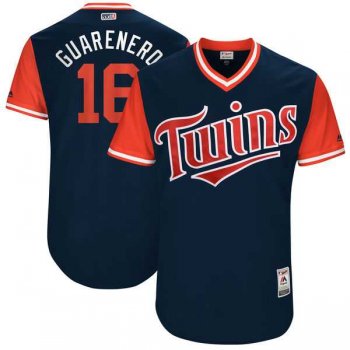 Men's Minnesota Twins #16 Ehire Adrianza Guarenero Majestic Navy 2017 Little League World Series Players Weekend Jersey