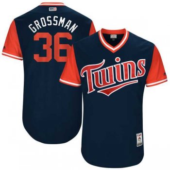 Men's Minnesota Twins #36 Robbie Grossman Grossman Majestic Navy 2017 Little League World Series Players Weekend Jersey