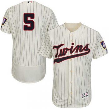 Men's Minnesota Twins #5 Eduardo Escobar Cream Strip Flexbase Authentic Collection Stitched MLB Jersey