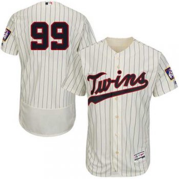 Men's Minnesota Twins #99 Logan Morrison Cream Strip Flexbase Authentic Collection Stitched MLB Jersey