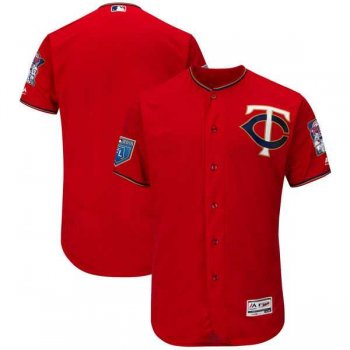 Men's Minnesota Twins Customized Majestic Scarlet 2018 Spring Training Flex Base Team Jersey