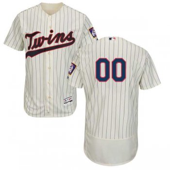 Men's Minnesota Twins Majestic Alternate Ivory Navy Flex Base Authentic Collection Custom Jersey