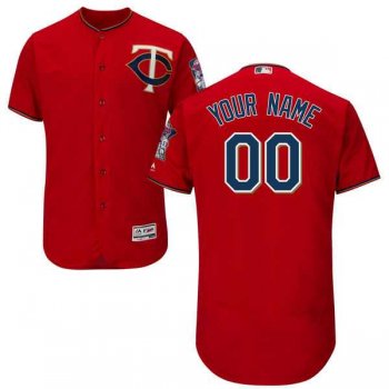 Men's Minnesota Twins Majestic Alternate Scarlet Flex Base Authentic Collection Custom Jersey