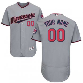 Men's Minnesota Twins Majestic Road Gray Flex Base Authentic Collection Custom Jersey