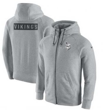 Men's Minnesota Vikings Nike Ash Gridiron Gray 2.0 Full-Zip Hoodie