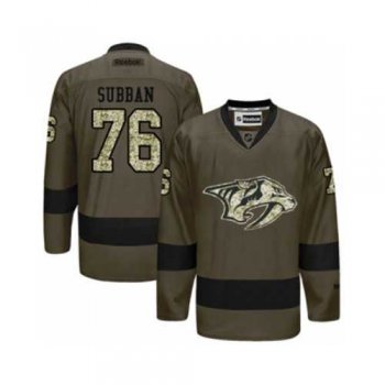 Men's Nashville Predators #76 P.K Subban Green Salute to Service NHL Jersey