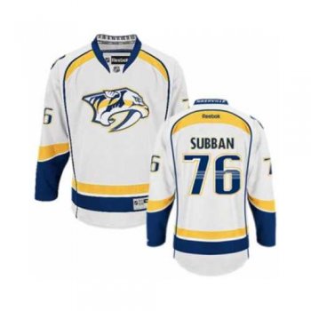 Men's Nashville Predators #76 P.K Subban White Away NHL Jersey