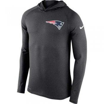 Men's New England Patriots Nike Charcoal Stadium Touch Hooded Performance Long Sleeve T-Shirt