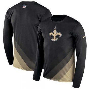 Men's New Orleans Saints Nike Black Sideline Legend Prism Performance Long Sleeve T-Shirt