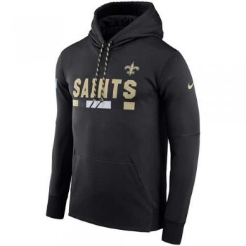 Men's New Orleans Saints Nike Black Sideline ThermaFit Performance PO Hoodie