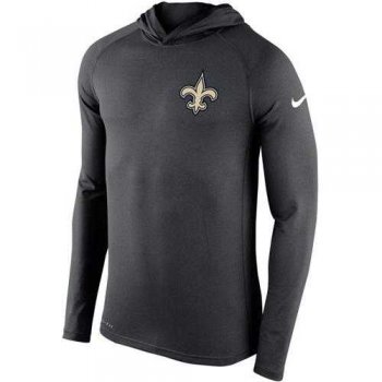 Men's New Orleans Saints Nike Charcoal Stadium Touch Hooded Performance Long Sleeve T-Shirt