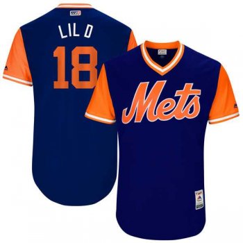 Men's New York Mets #18 Travis D'Arnaud Lil D Majestic Royal 2017 Little League World Series Players Weekend Jersey