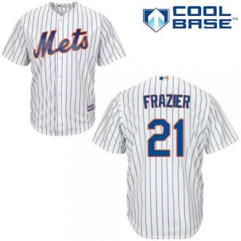 Men's New York Mets #21 Todd Frazier White(Blue Strip) New Cool Base Stitched MLB