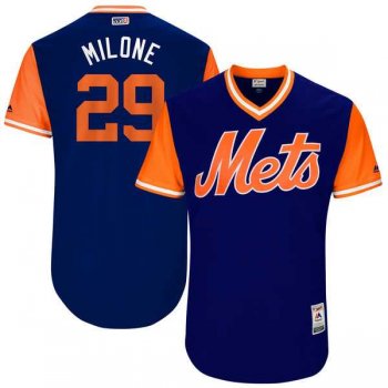 Men's New York Mets #29 Tommy Milone Milone Majestic Royal 2017 Little League World Series Players Weekend Jersey