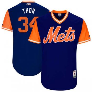 Men's New York Mets #34 Noah Syndergaard Royal 2017 Little League World Series Players Weekend Jersey