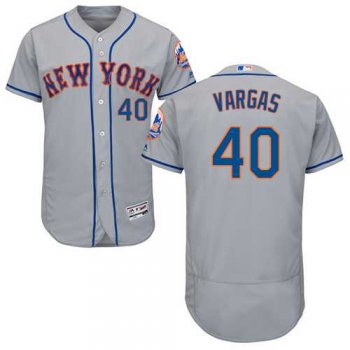 Men's New York Mets #40 Jason Vargas Grey Flexbase Authentic Collection Stitched MLB Jersey