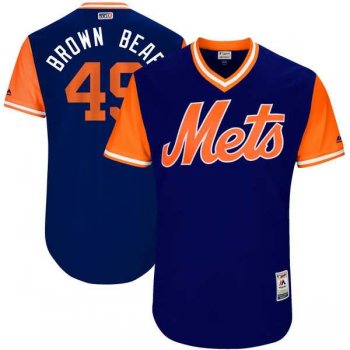 Men's New York Mets #49 Josh Smoker Brown Bear Majestic Royal 2017 Little League World Series Players Weekend Jersey