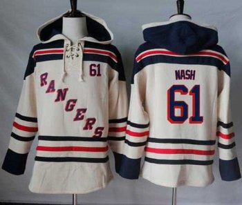 Men's New York Rangers #61 Rick Nash Cream Sawyer Hooded Sweatshirt Stitched NHL Jersey