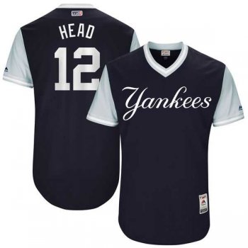 Men's New York Yankees #12 Chase Headley Head Majestic Navy 2017 Little League World Series Players Weekend Jersey