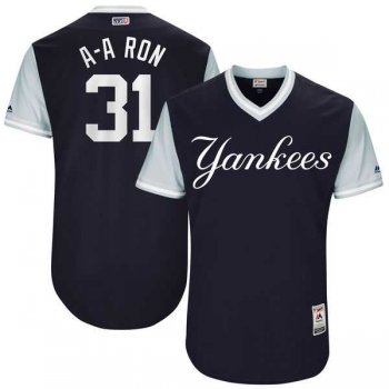 Men's New York Yankees #31 Aaron Hicks A-A Ron Majestic Navy 2017 Little League World Series Players Weekend Jersey