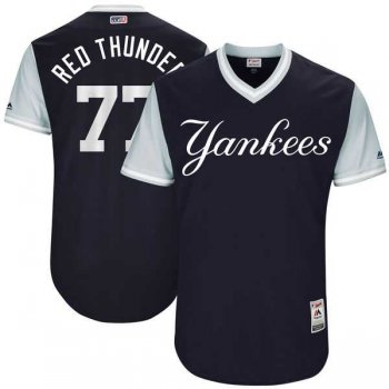 Men's New York Yankees #77 Clint Frazier Red Thunder Majestic Navy 2017 Little League World Series Players Weekend Jersey