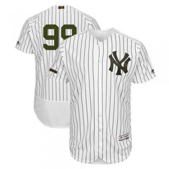 Men's New York Yankees #99 Aaron Judge White Strip Flexbase Authentic Collection 2018 Memorial Day Stitched MLB Jersey