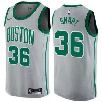 Men's Nike Boston Celtics #36 Marcus Smart Gray NBA Swingman City Edition Jersey