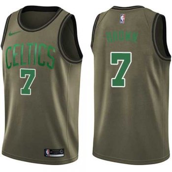 Men's Nike Boston Celtics #7 Jaylen Brown Green Salute to Service NBA Swingman Jersey