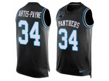 Men's Nike Carolina Panthers #34 Cameron Artis-Payne Limited Black Player Name & Number Tank Top NFL Jersey