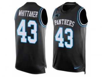 Men's Nike Carolina Panthers #43 Fozzy Whittaker Limited Black Player Name & Number Tank Top NFL Jersey