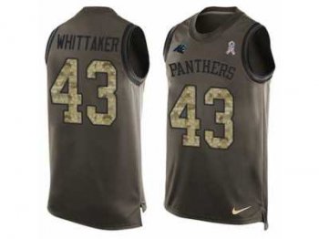 Men's Nike Carolina Panthers #43 Fozzy Whittaker Limited Green Salute to Service Tank Top NFL Jersey