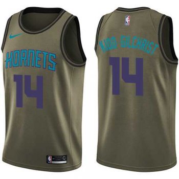 Men's Nike Charlotte Hornets #14 Michael Kidd-Gilchrist Green Salute to Service NBA Swingman Jersey