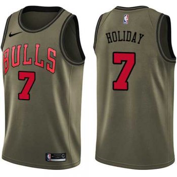 Men's Nike Chicago Bulls #7 Justin Holiday Green Salute to Service NBA Swingman Jersey