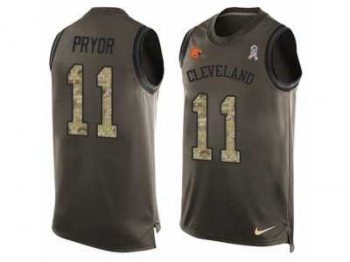 Men's Nike Cleveland Browns #11 Terrelle Pryor Limited Green Salute to Service Tank Top NFL Jersey