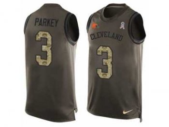 Men's Nike Cleveland Browns #3 Cody Parkey Limited Green Salute to Service Tank Top NFL Jersey