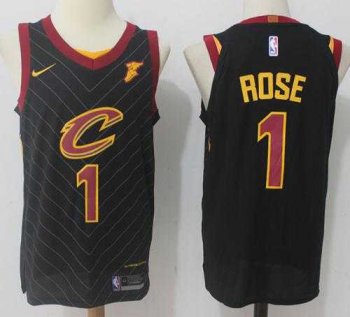 Men's Nike Cleveland Cavaliers #1 Derrick Rose Black NBA Swingman Statement Edition Jersey