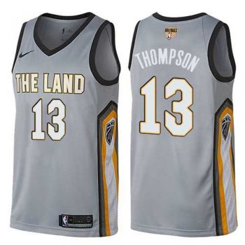 Men's Nike Cleveland Cavaliers #13 Tristan Thompson Gray The Finals Patch NBA Swingman City Edition Jersey