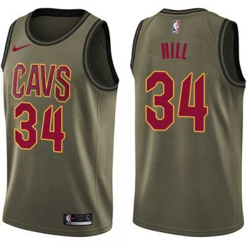 Men's Nike Cleveland Cavaliers #34 Tyrone Hill Green Salute to Service NBA Swingman Jersey