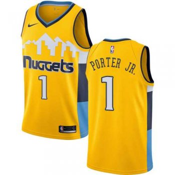 Men's Nike Denver Nuggets #1 Michael Porter Jr. Yellow NBA Swingman Statement Edition Jersey