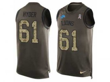 Men's Nike Detroit Lions #61 Kerry Hyder Limited Green Salute to Service Tank Top NFL Jersey