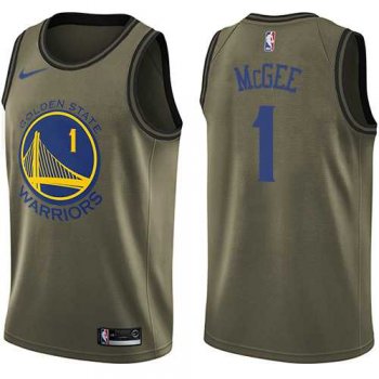 Men's Nike Golden State Warriors #1 JaVale McGee Green Salute to Service NBA Swingman Jersey