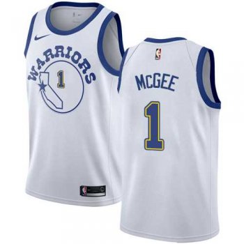 Men's Nike Golden State Warriors #1 JaVale McGee White Throwback NBA Swingman Hardwood Classics Jersey