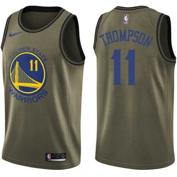 Men's Nike Golden State Warriors #11 Klay Thompson Green Salute to Service NBA Swingman Jersey