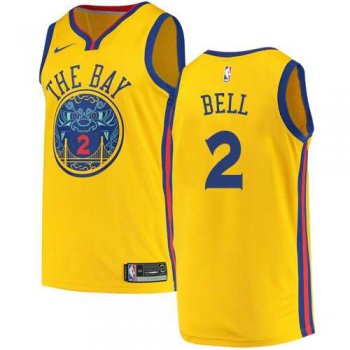 Men's Nike Golden State Warriors #2 Jordan Bell Gold NBA Swingman City Edition Jersey