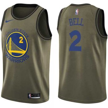 Men's Nike Golden State Warriors #2 Jordan Bell Green Salute to Service NBA Swingman Jersey